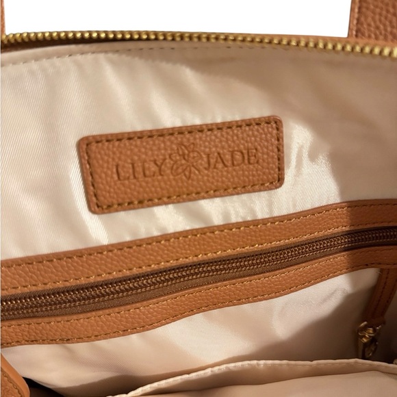 Lily Jade Cognac Leather Diaper Bag Backpack|Convertible Baby Bag Purse - Picture 4 of 5